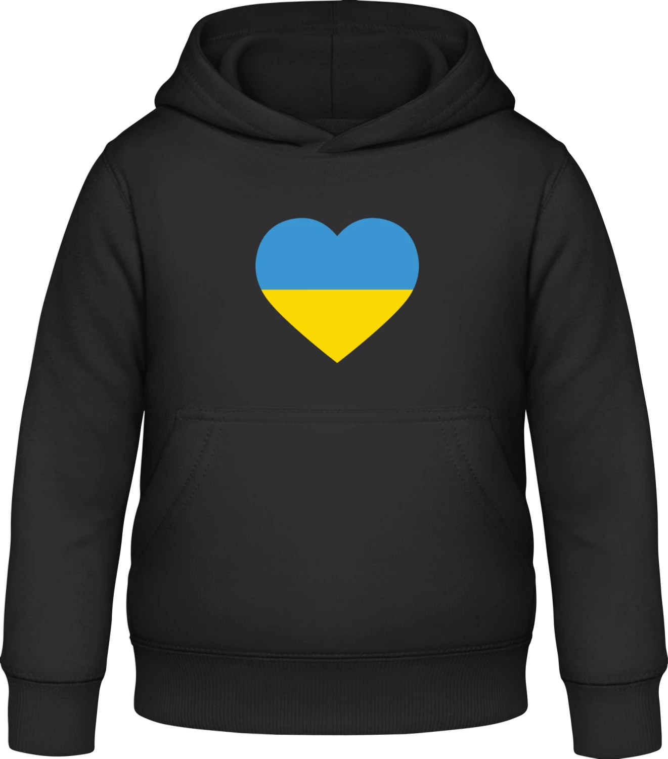 Ukraine Heart Flag - Black Awdis Hoodie Kids - Front