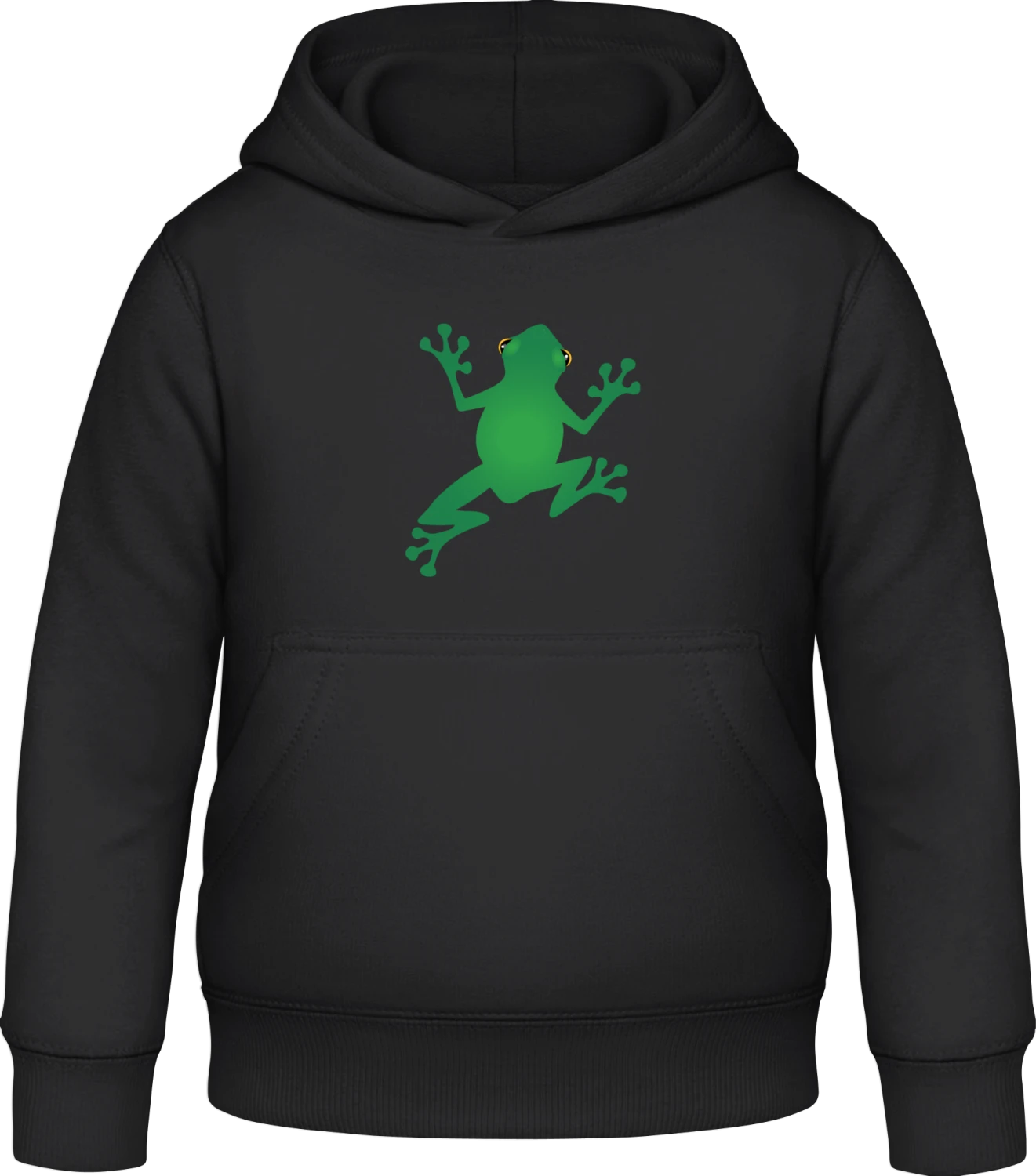 Green Frog - Black Awdis Hoodie Kids - Front