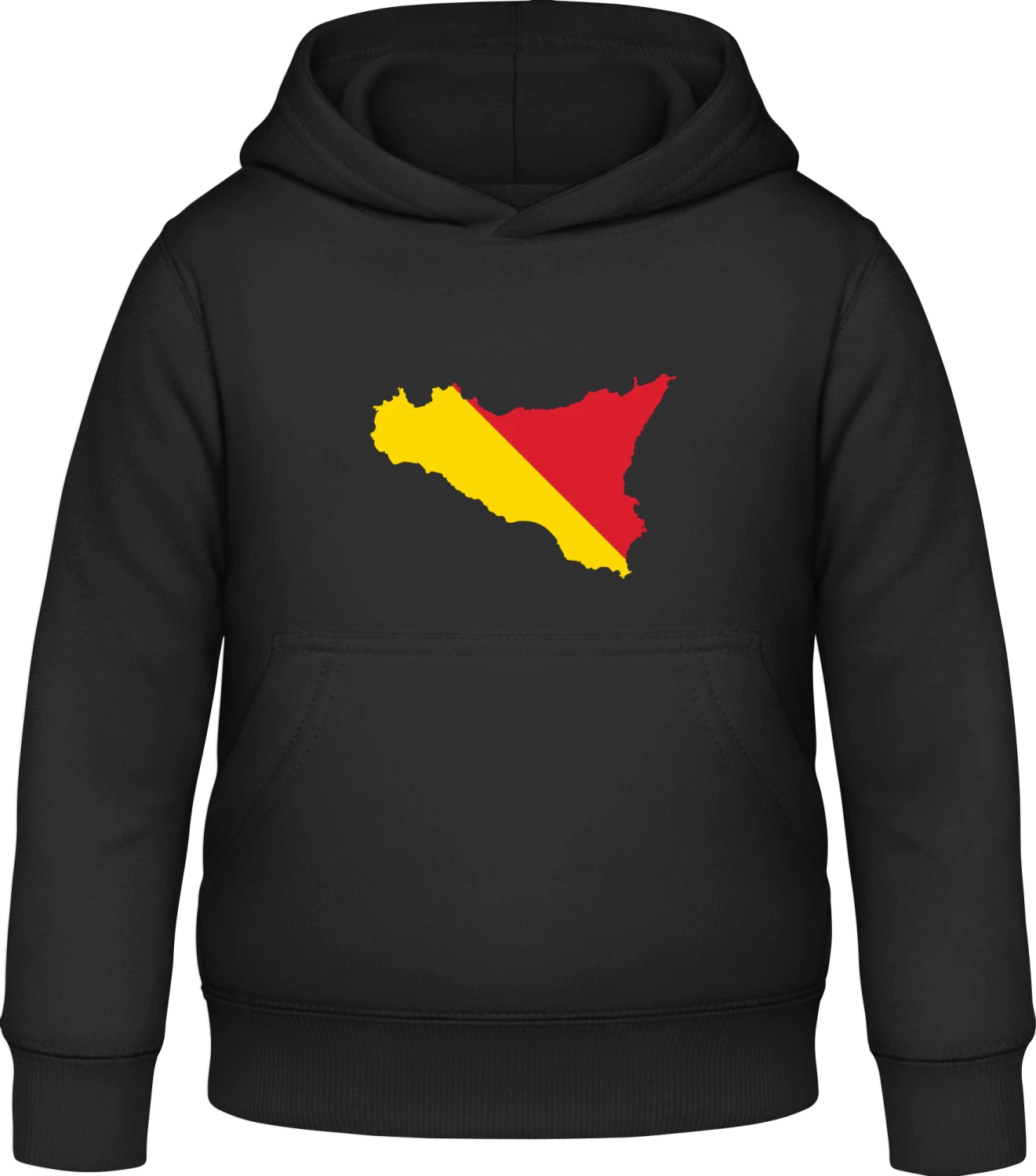 Sicily Map - Black Awdis Hoodie Kids - Front