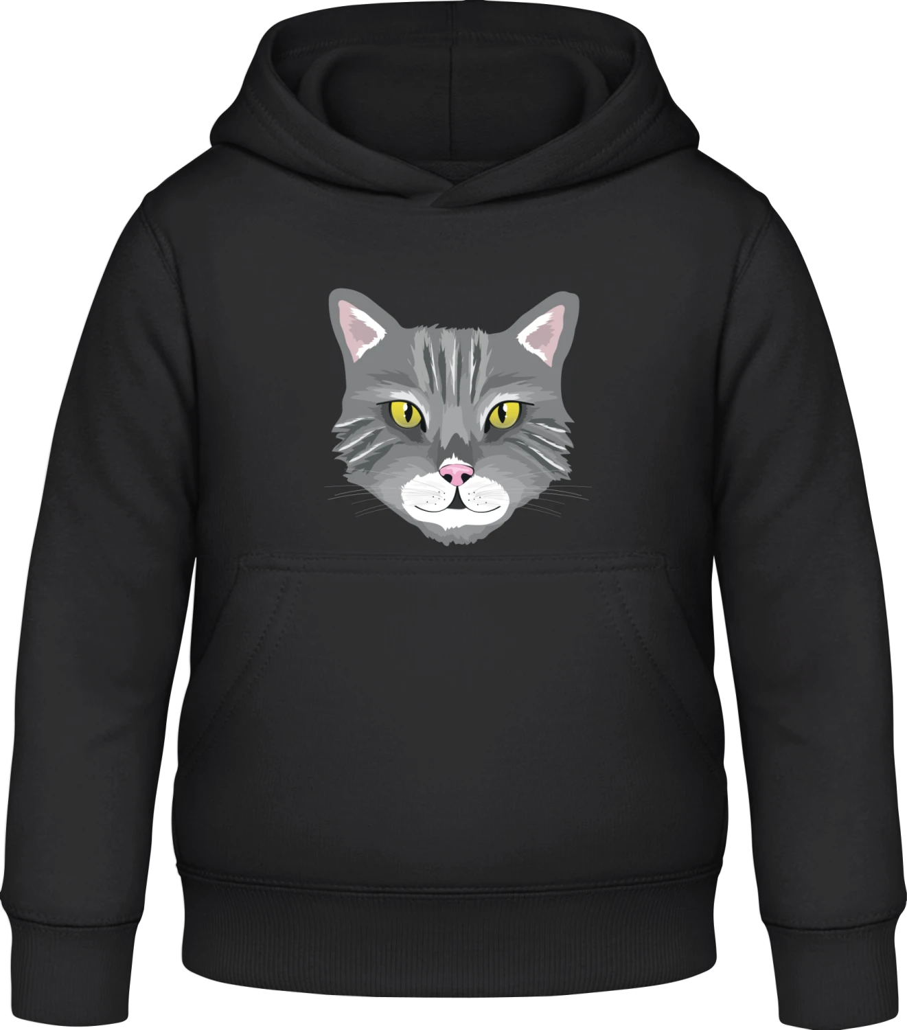 Cat - Black Awdis Hoodie Kids - Front