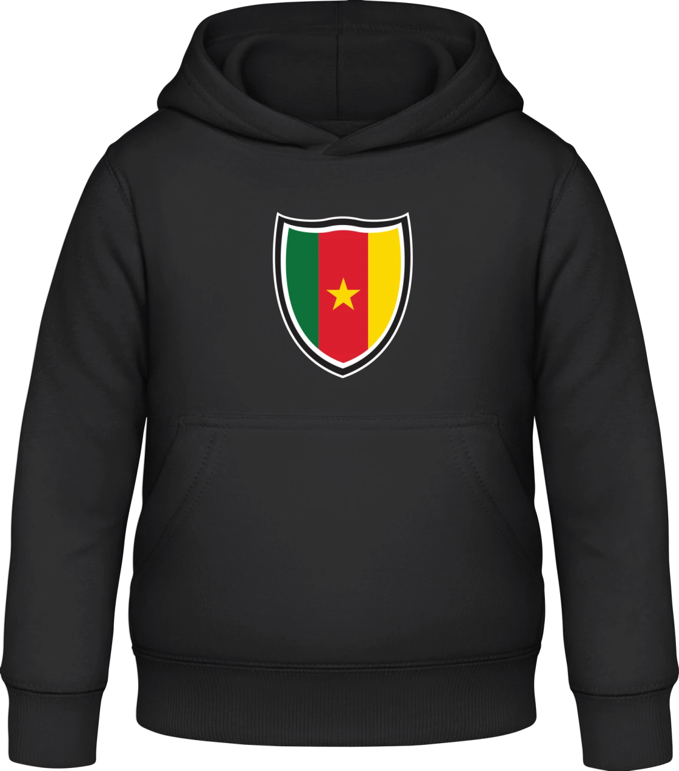 Cameroon Shield Flag - Black Awdis Hoodie Kids - Front