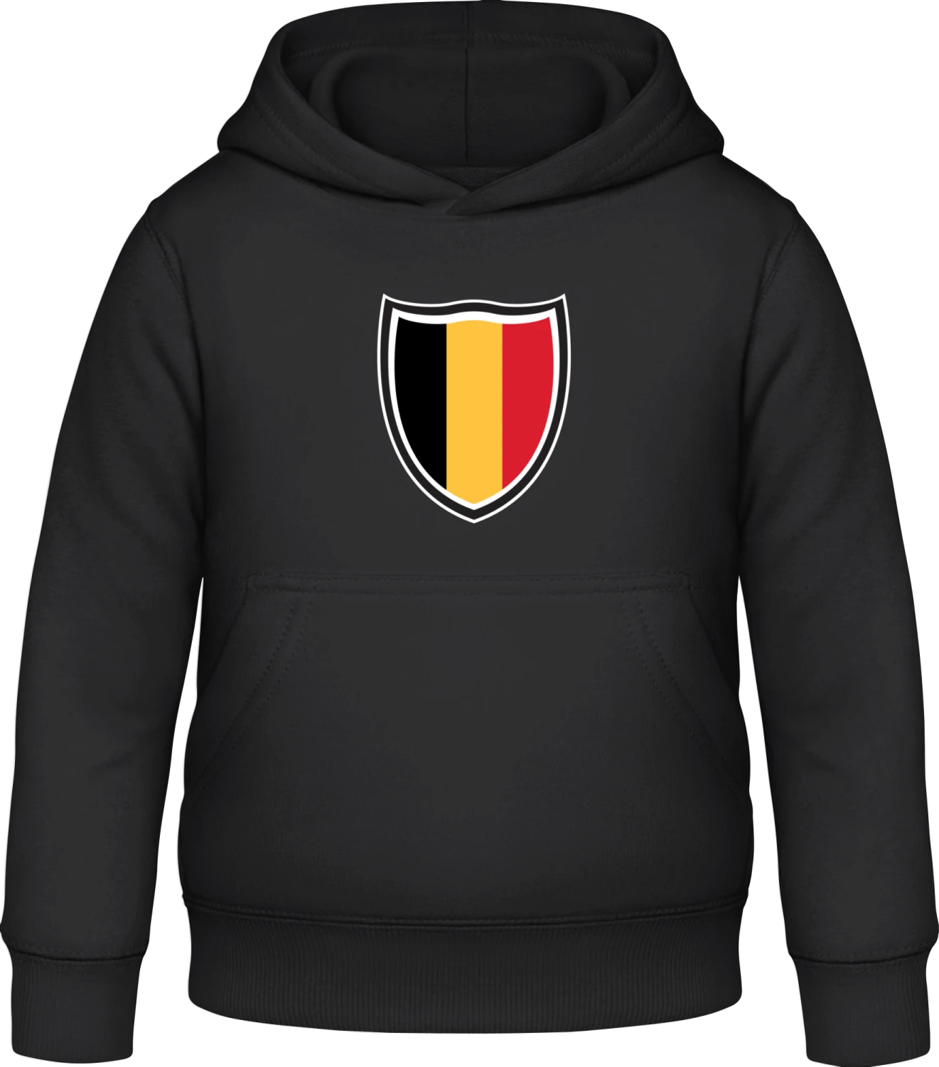 Belgium Shield Flag - Black Awdis Hoodie Kids - Front