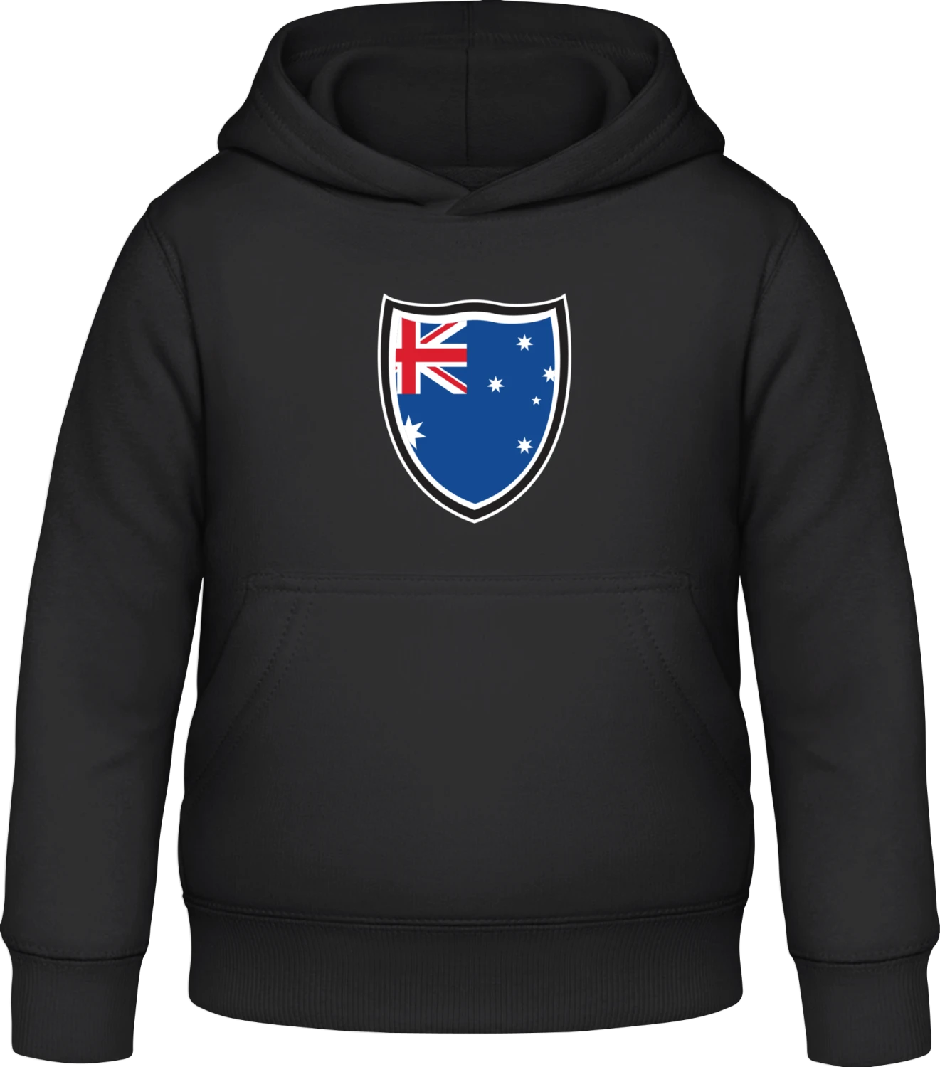 Australia Shield Flag - Black Awdis Hoodie Kids - Front