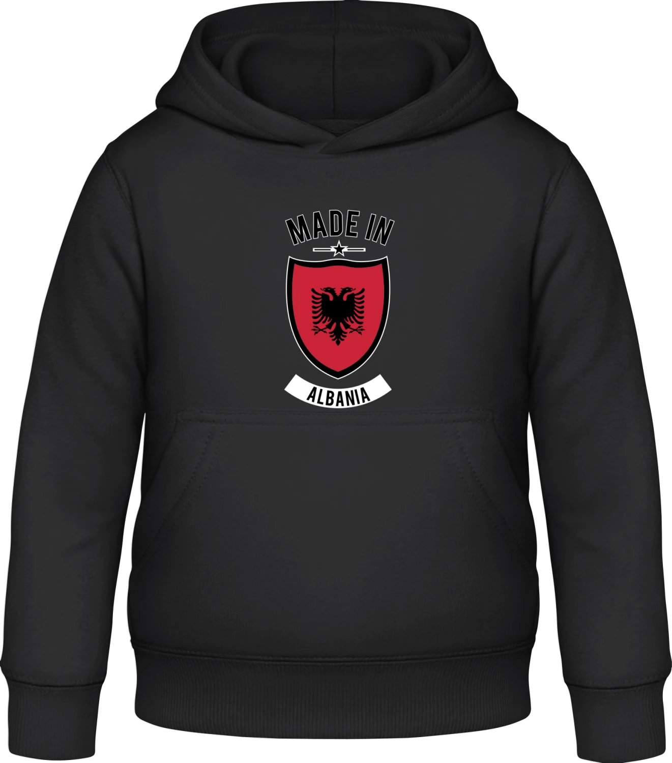 Made in Albania - Black Awdis Hoodie Kids - Front