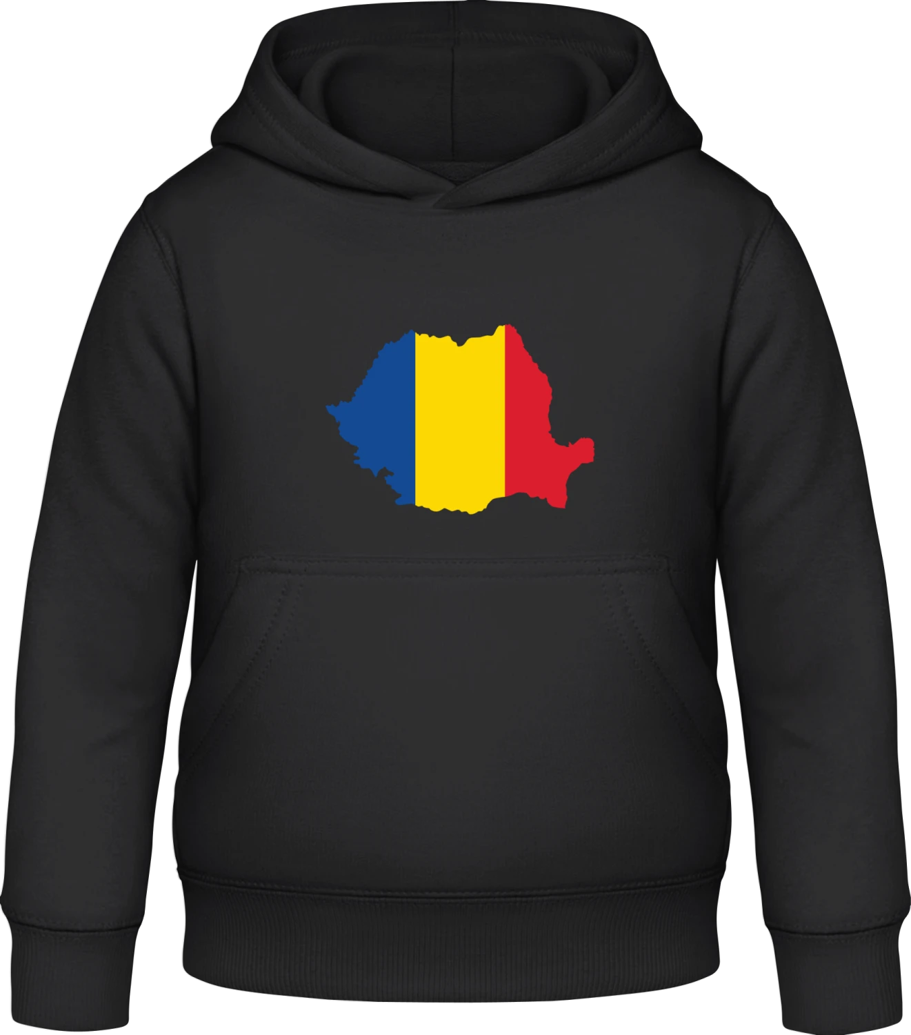 Romania Map - Black Awdis Hoodie Kids - Front