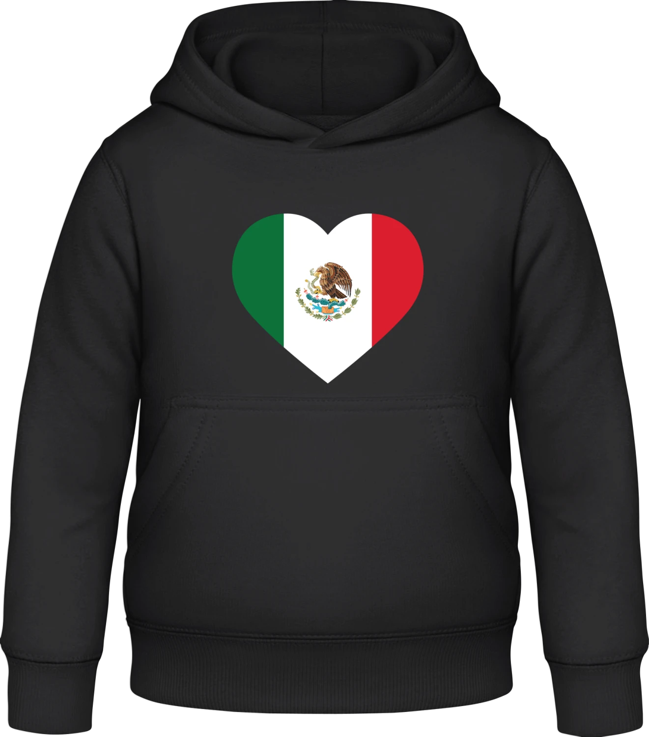 Mexico Heart Flag - Black Awdis Hoodie Kids - Front