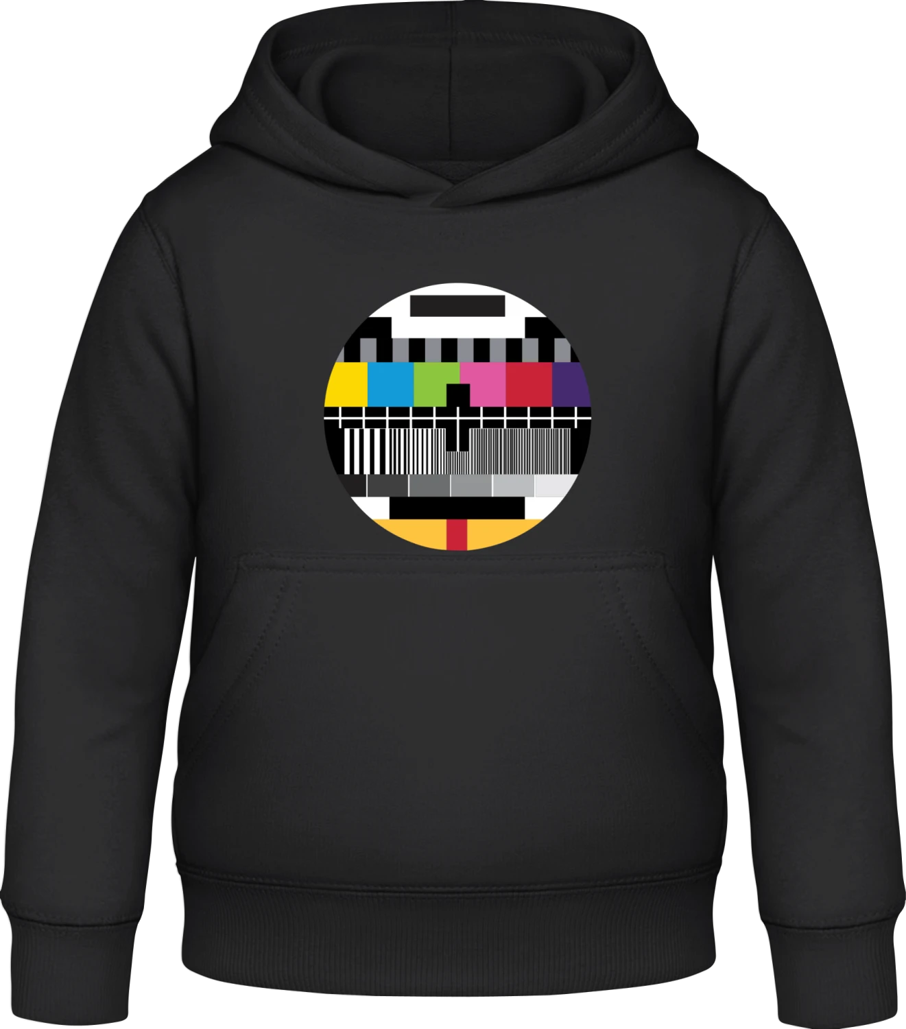 No Signal TV Test Screen - Black Awdis Hoodie Kids - Front