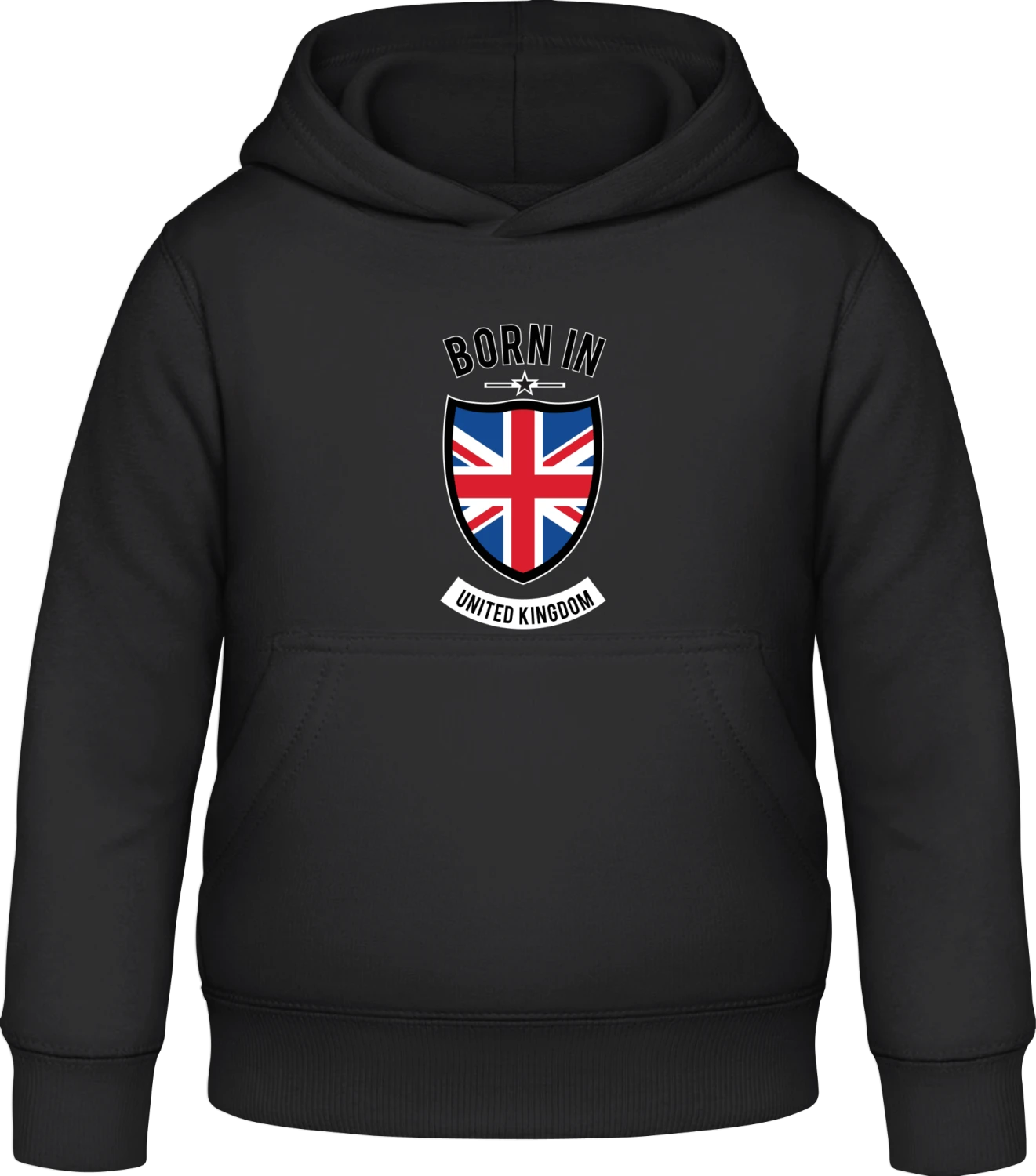 Born in United Kingdom - Black Awdis Hoodie Kids - Front