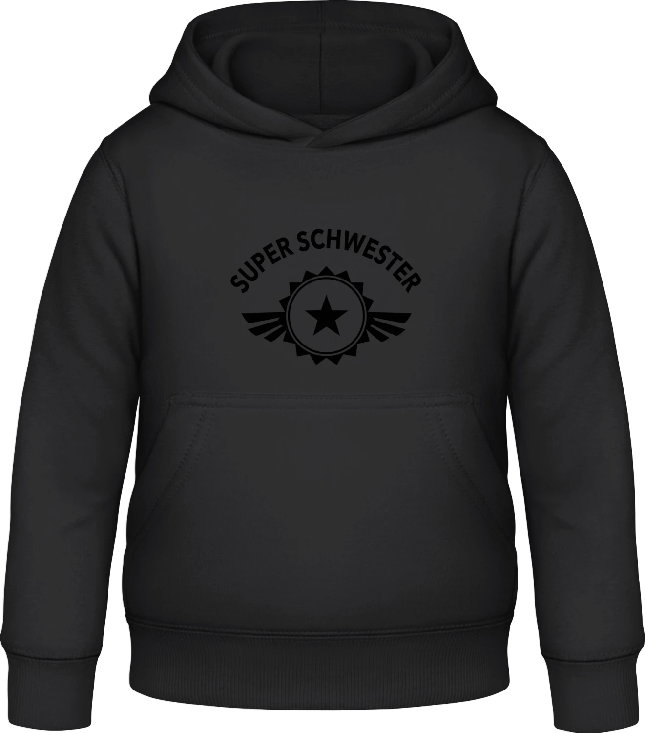 Super Schwester - Black Awdis Hoodie Kids - Front