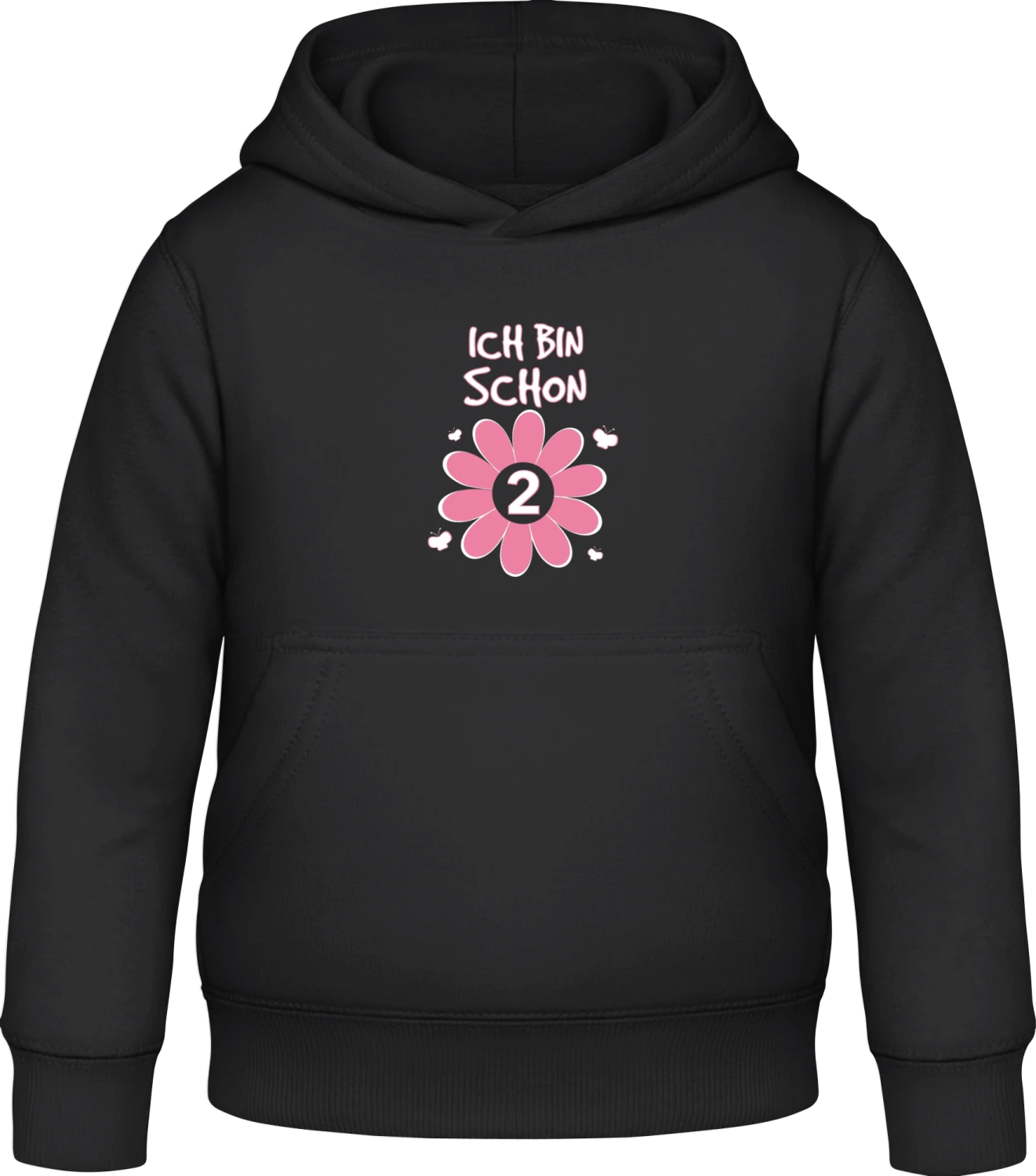 Schon zwei Jahre alt Blume - Black Awdis Hoodie Kids - Front