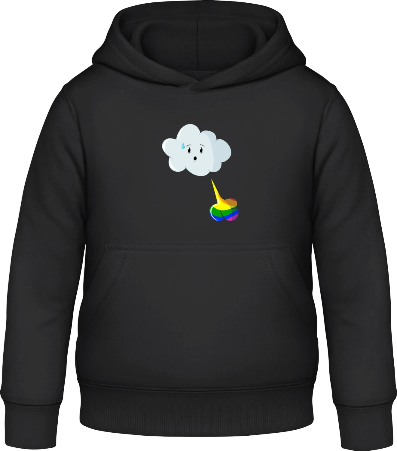 Cloud Rainbow Fart - Black Awdis Hoodie Kids - Front