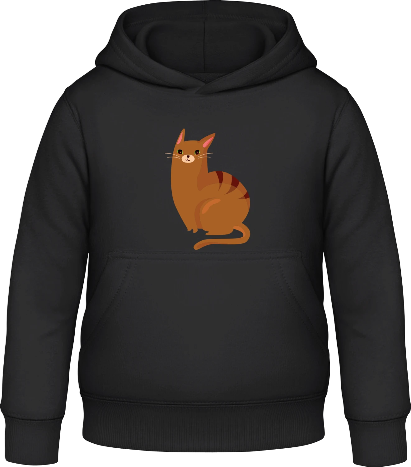 Brown Cat Character - Black Awdis Hoodie Kids - Front