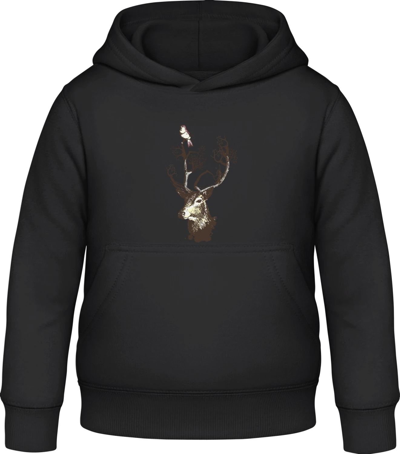 Stylish Reindeer - Black Awdis Hoodie Kids - Front