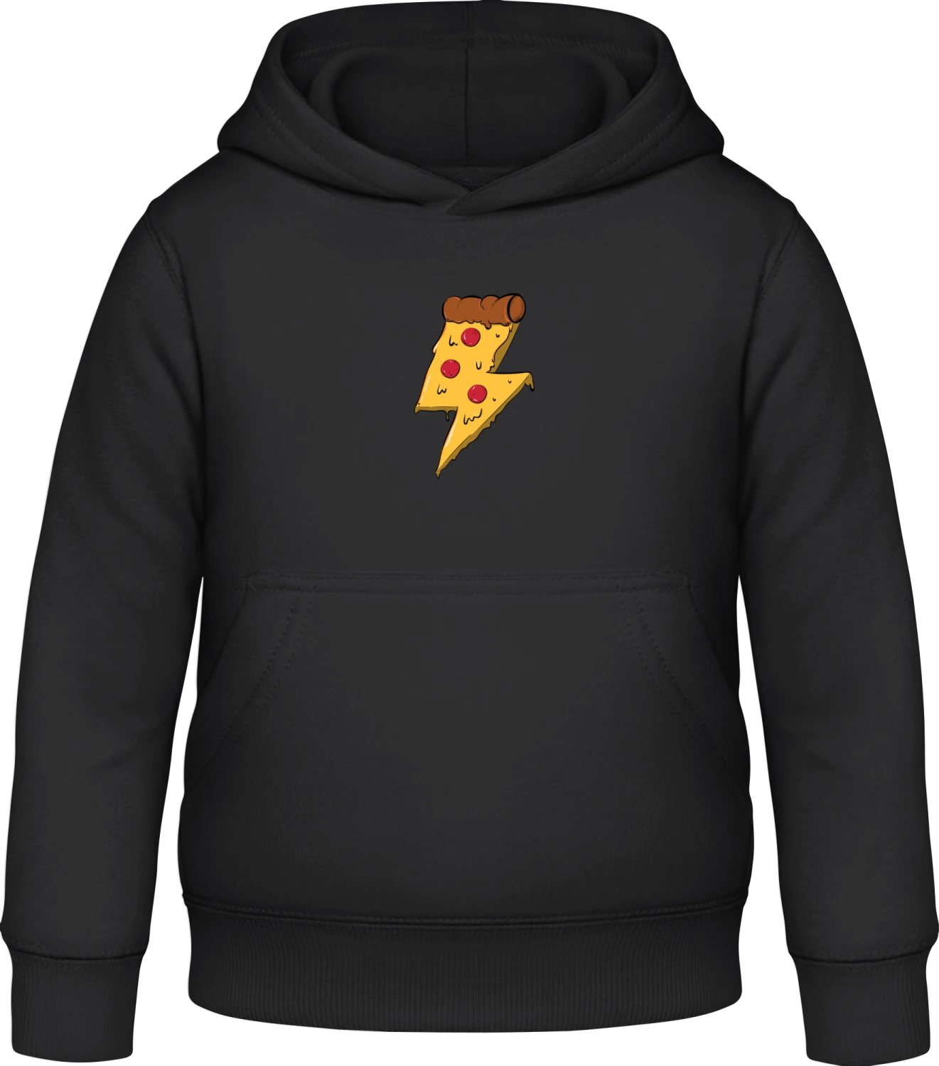 Pizza Lightning - Black Awdis Hoodie Kids - Front