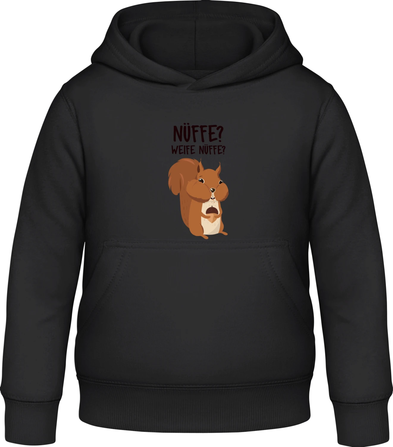 Nüffe. Weife Nüffe. Eichhörnchen - Black Awdis Hoodie Kids - Front