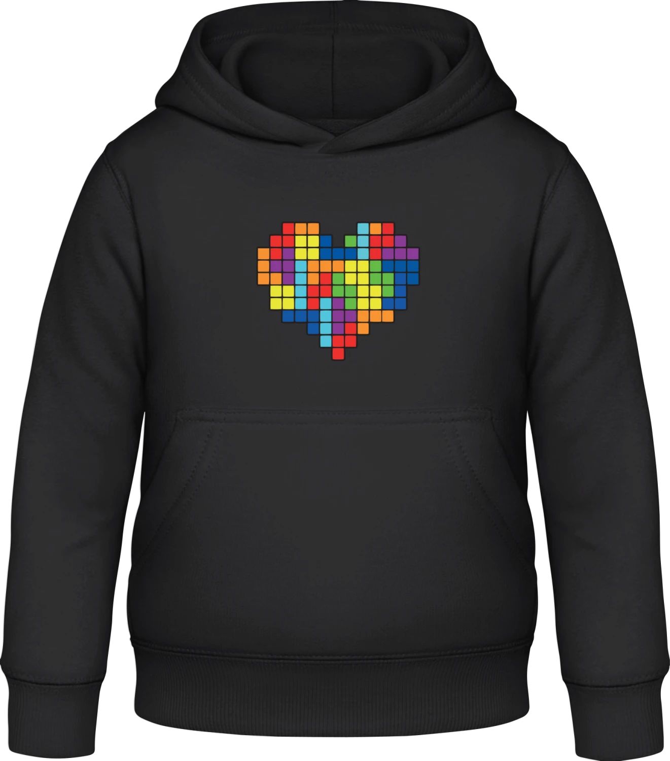 Tetris Heart - Black Awdis Hoodie Kids - Front