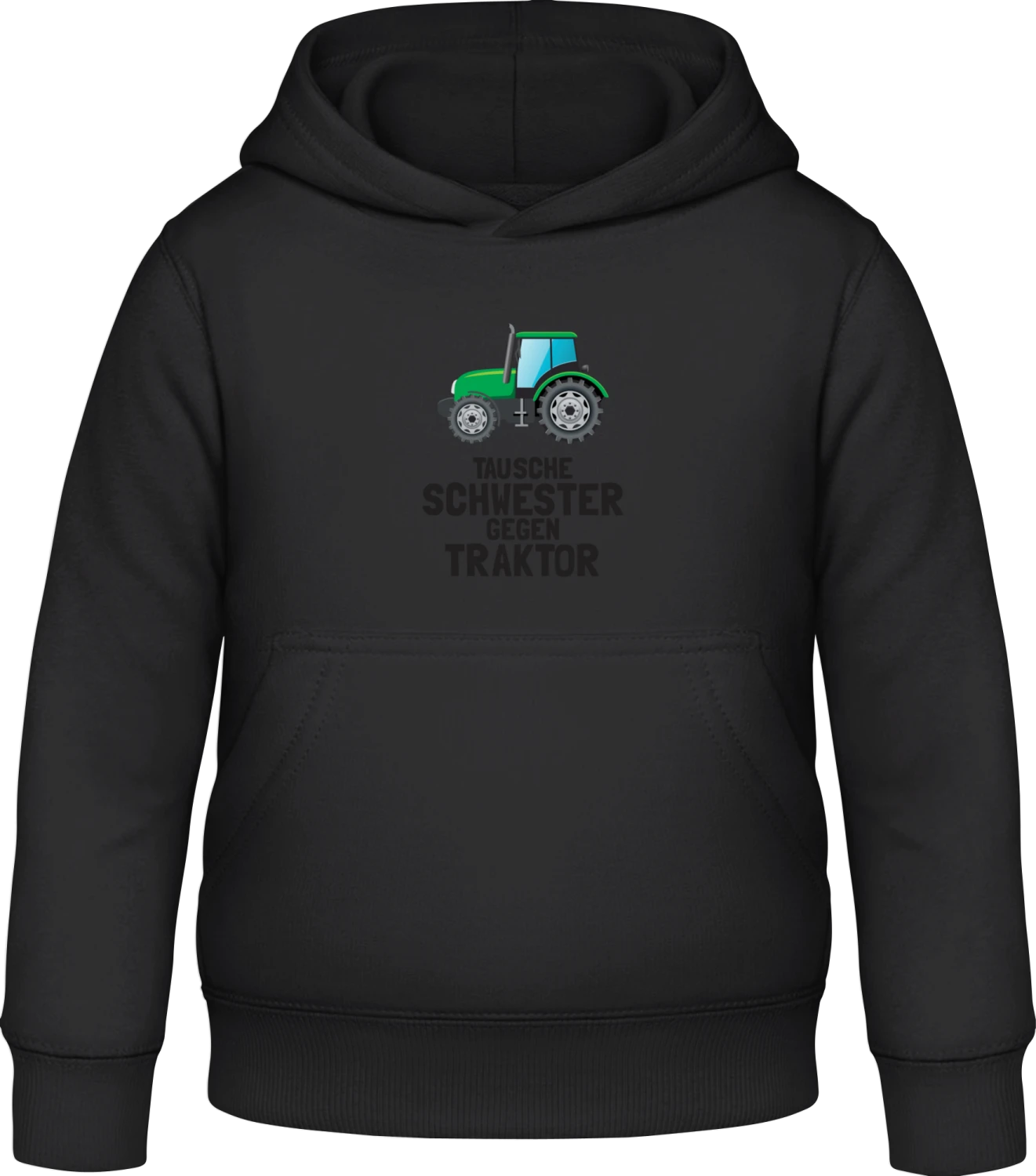 Tausche Schwester gegen Traktor - Black Awdis Hoodie Kids - Front