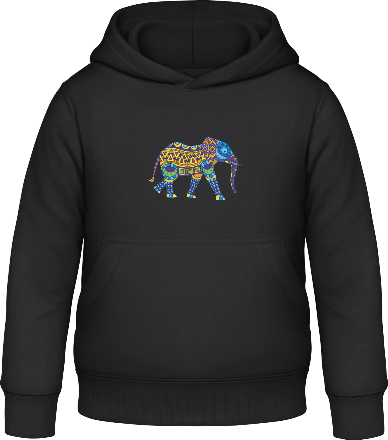 Stylish Indian Elephant - Black Awdis Hoodie Kids - Front