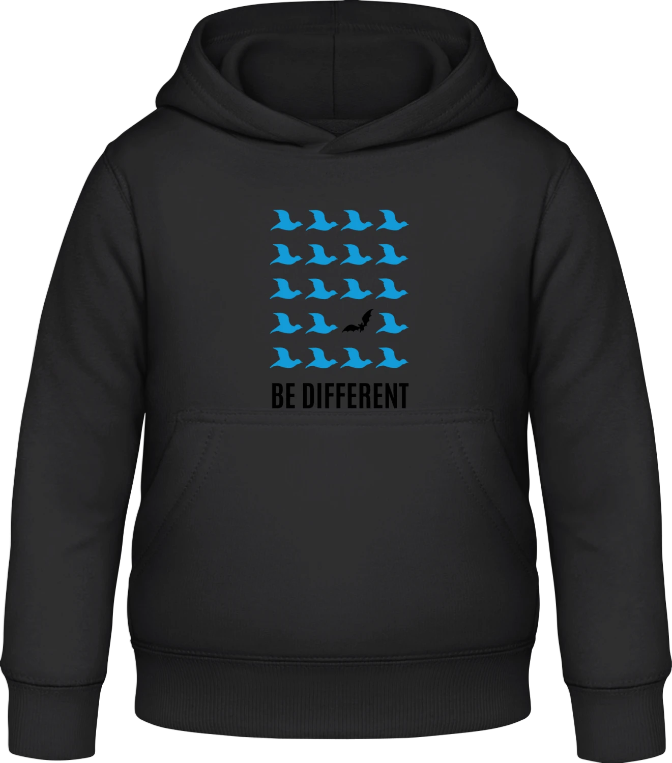 Be Different Bat Bird - Black Awdis Hoodie Kids - Front