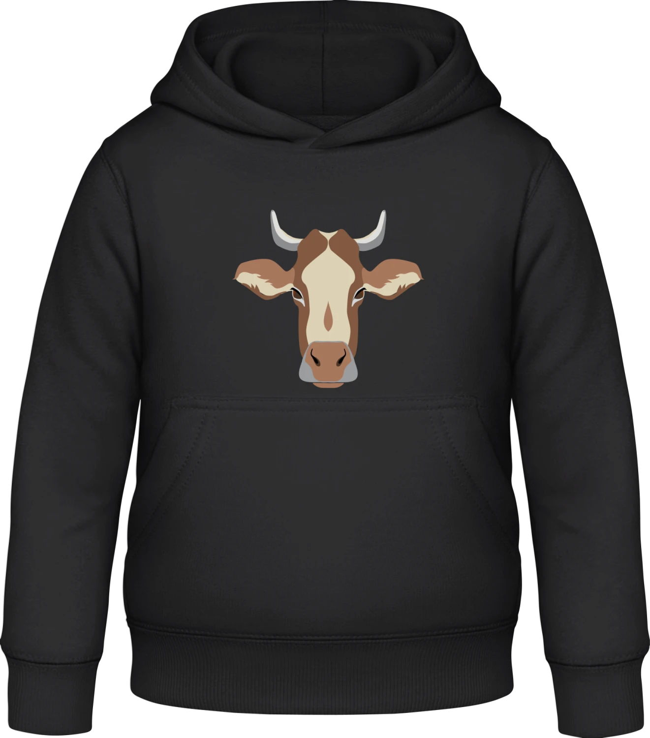 Head Cow - Black Awdis Hoodie Kids - Front