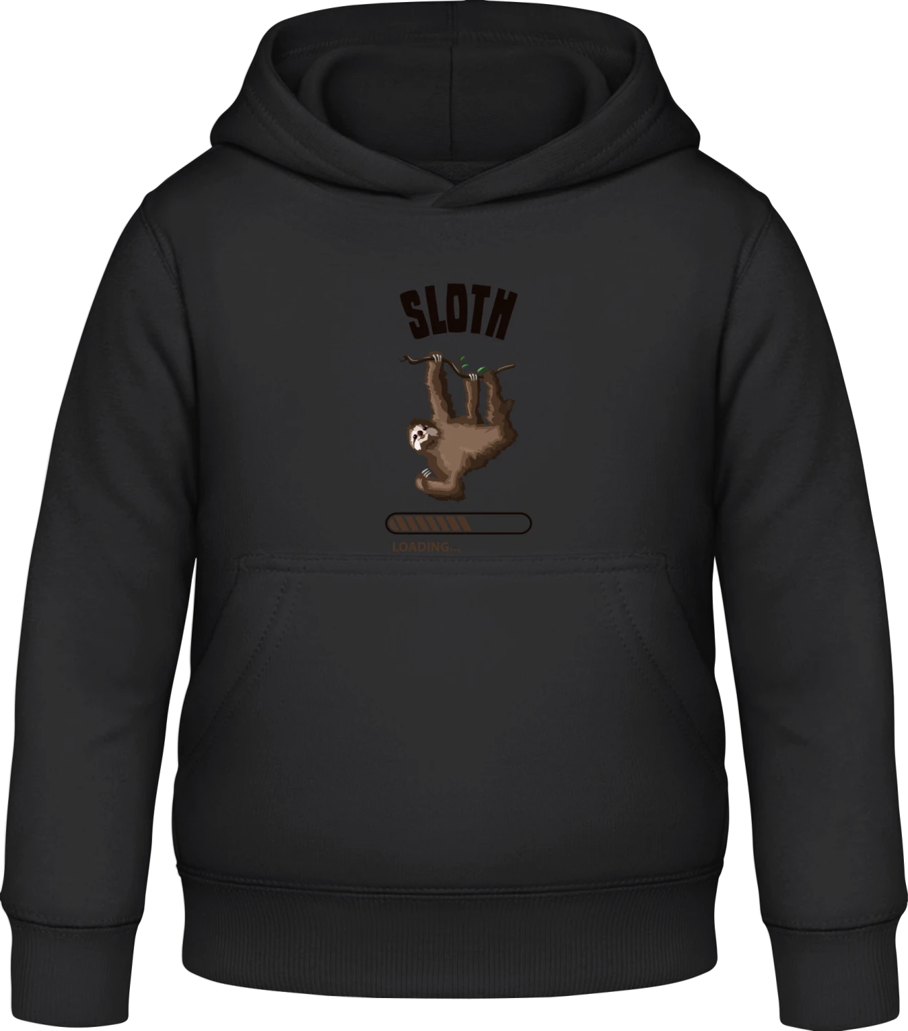 Sloth Loading - Black Awdis Hoodie Kids - Front