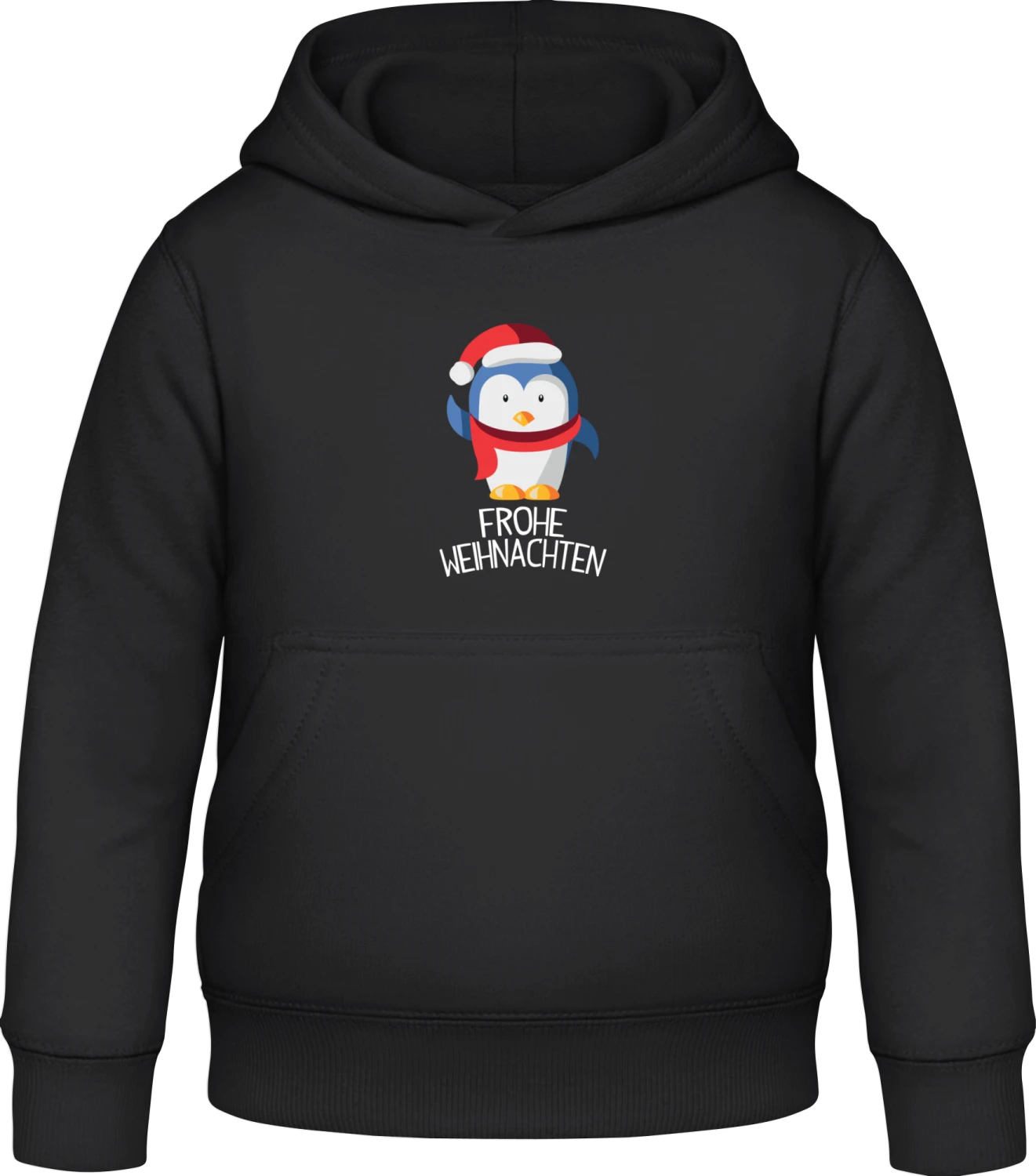 Frohe Weihnachten Pinguin - Black Awdis Hoodie Kids - Front