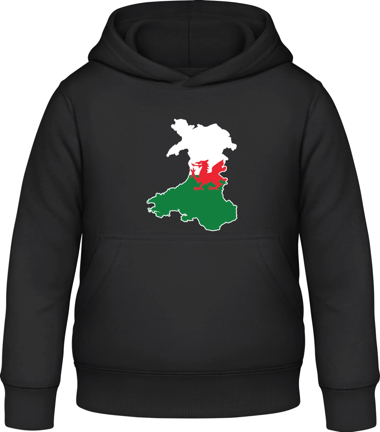 Wales Map - Black Awdis Hoodie Kids - Front