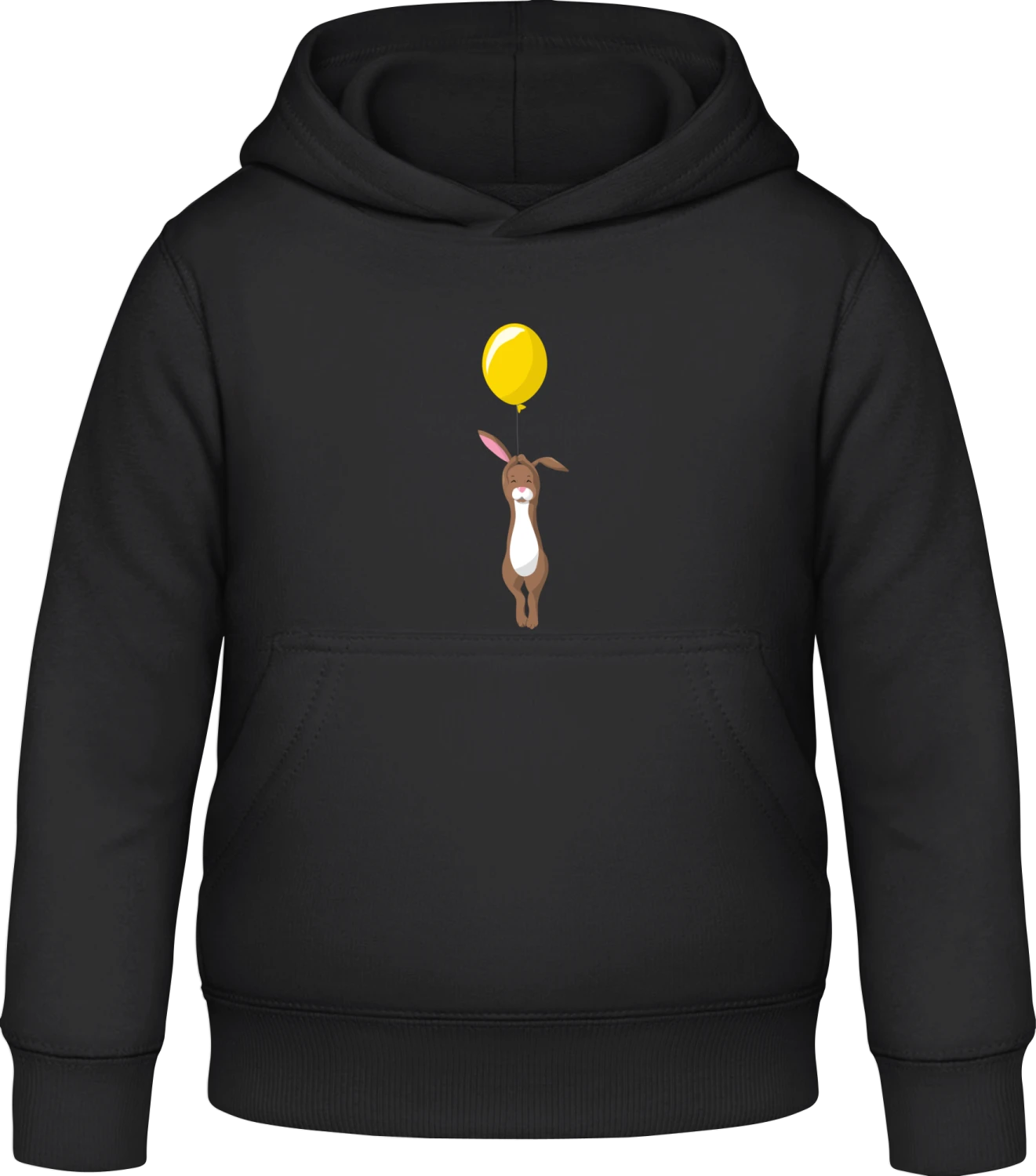 Bunny With a Balloon - Black Awdis Hoodie Kids - Front