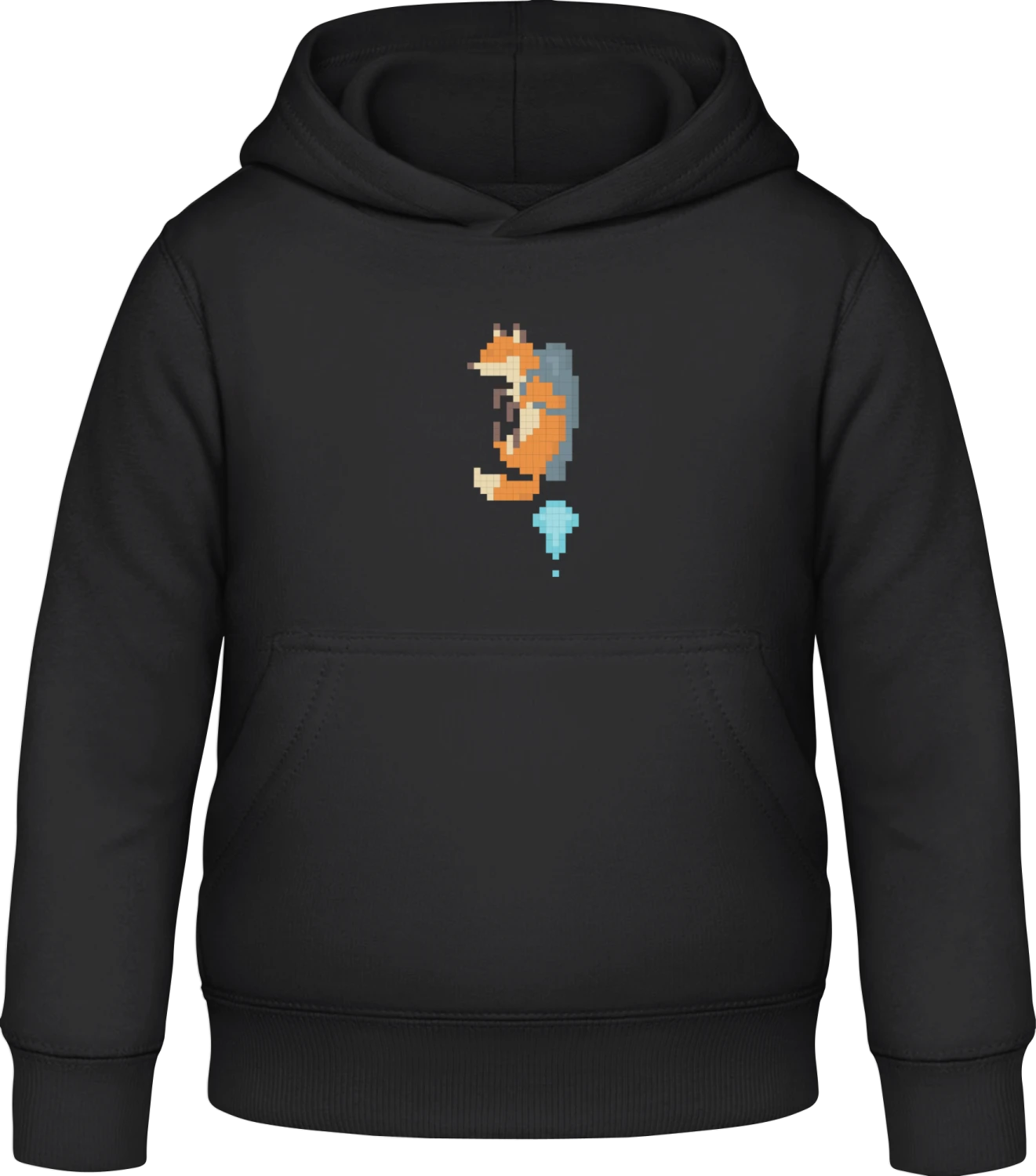 Jetpack Fox - Black Awdis Hoodie Kids - Front