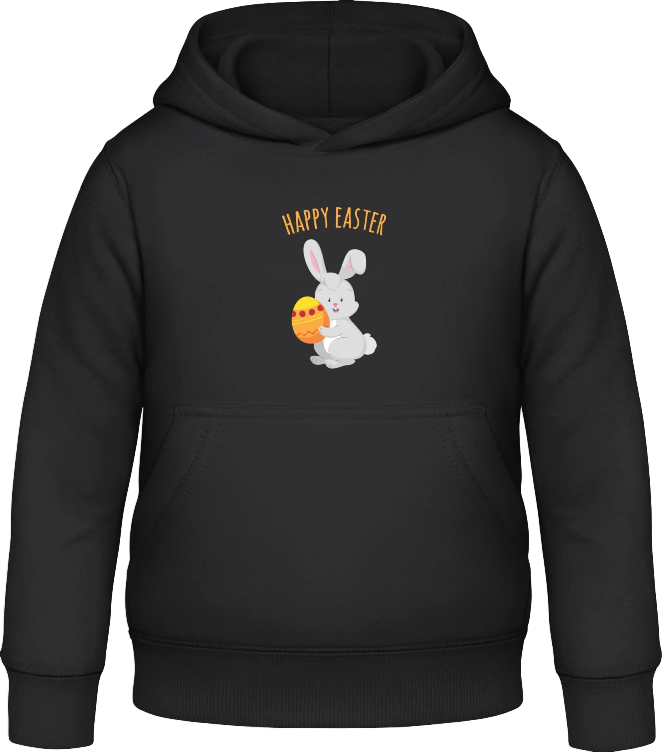 Happy Easter Bunny Egg - Black Awdis Hoodie Kids - Front