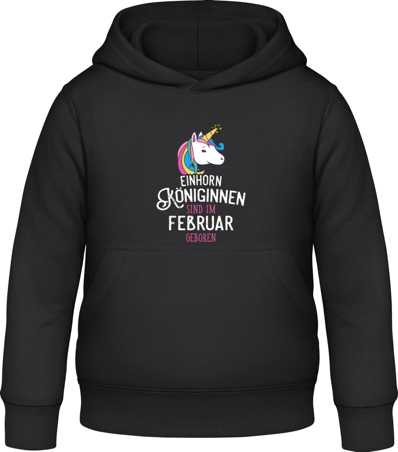 Einhorn Königinnen sind im Februar geboren - Black Awdis Hoodie Kids - Front