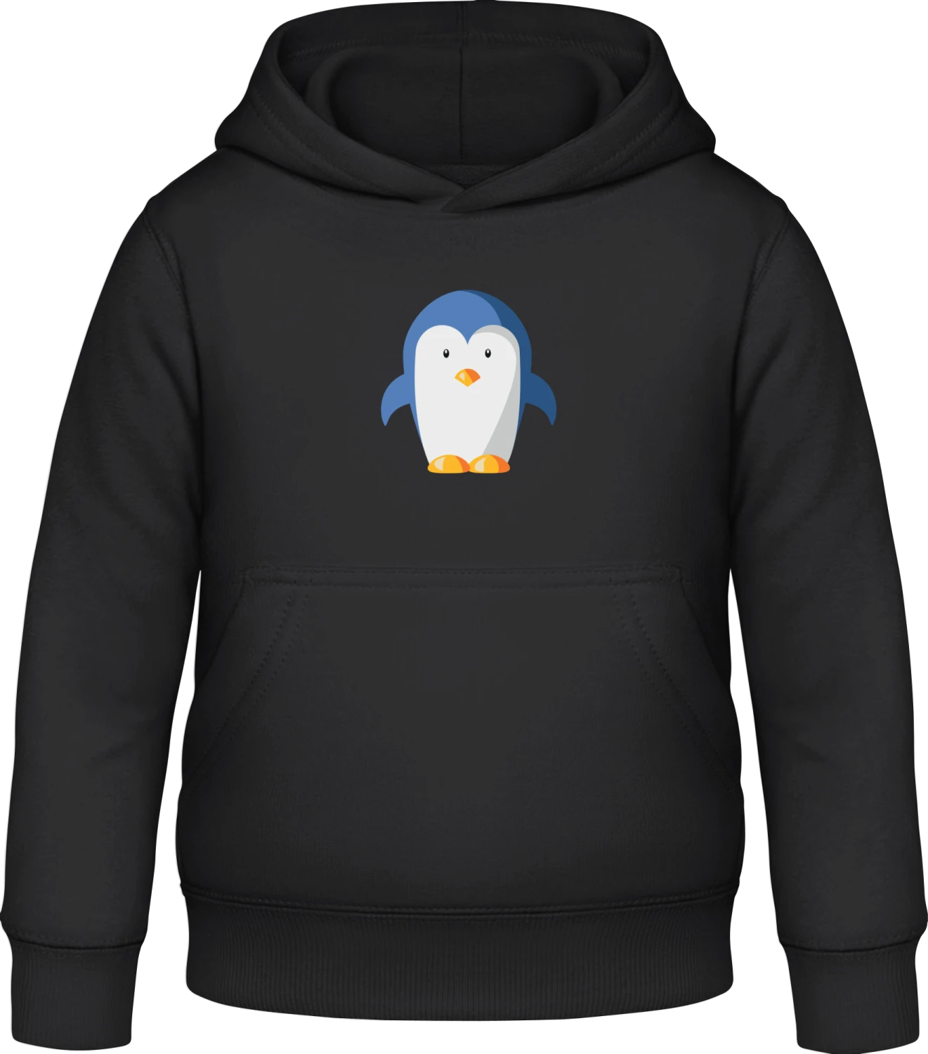 Little Penguin - Black Awdis Hoodie Kids - Front