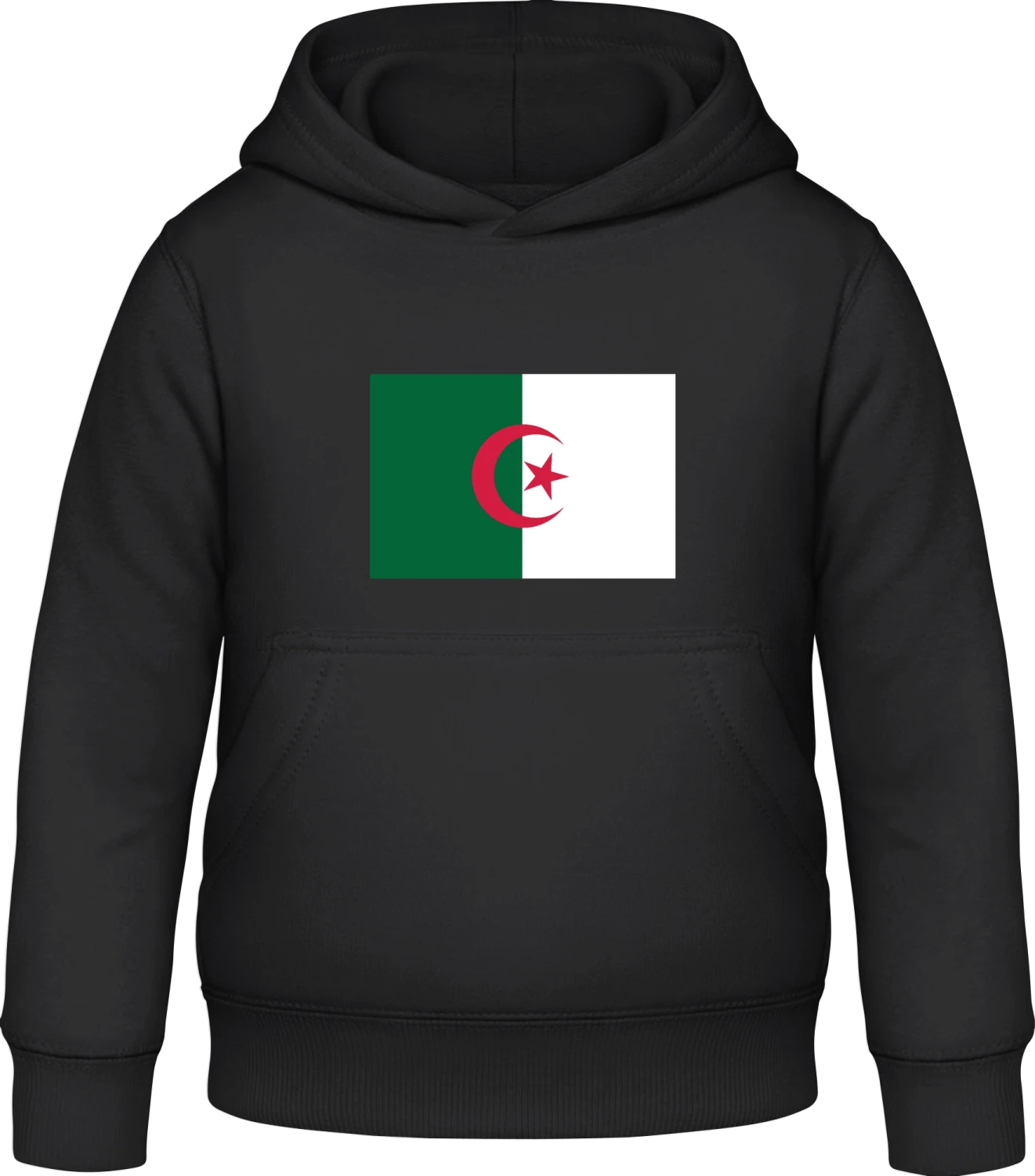 Algeria Flag - Black Awdis Hoodie Kids - Front