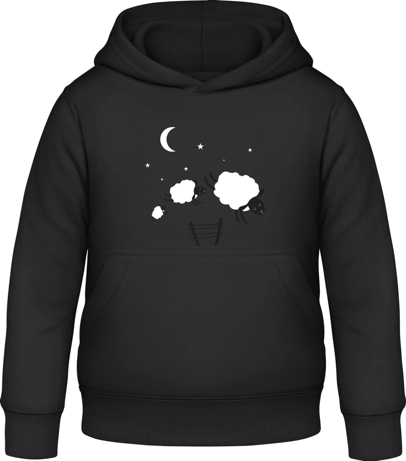 Sheeps At Night - Black Awdis Hoodie Kids - Front