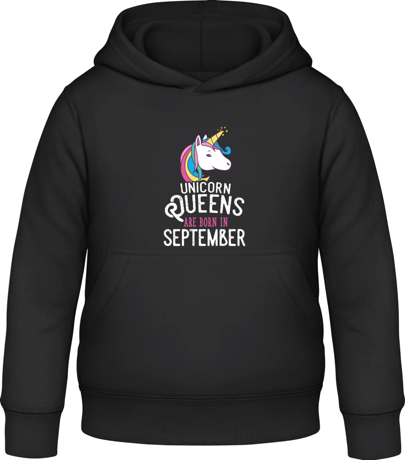 Unicorn Queens Are Born In September - Black Awdis Hoodie Kids - Front