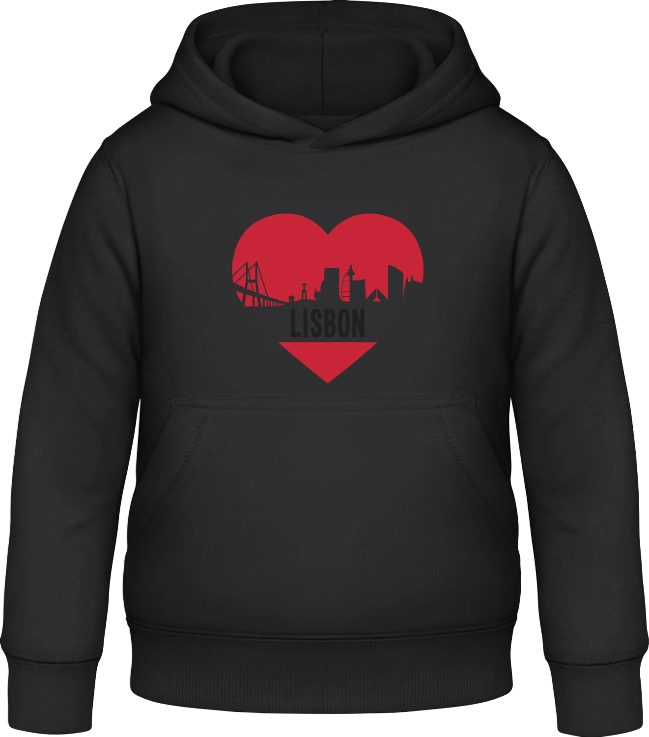 Lisbon - Black Awdis Hoodie Kids - Front