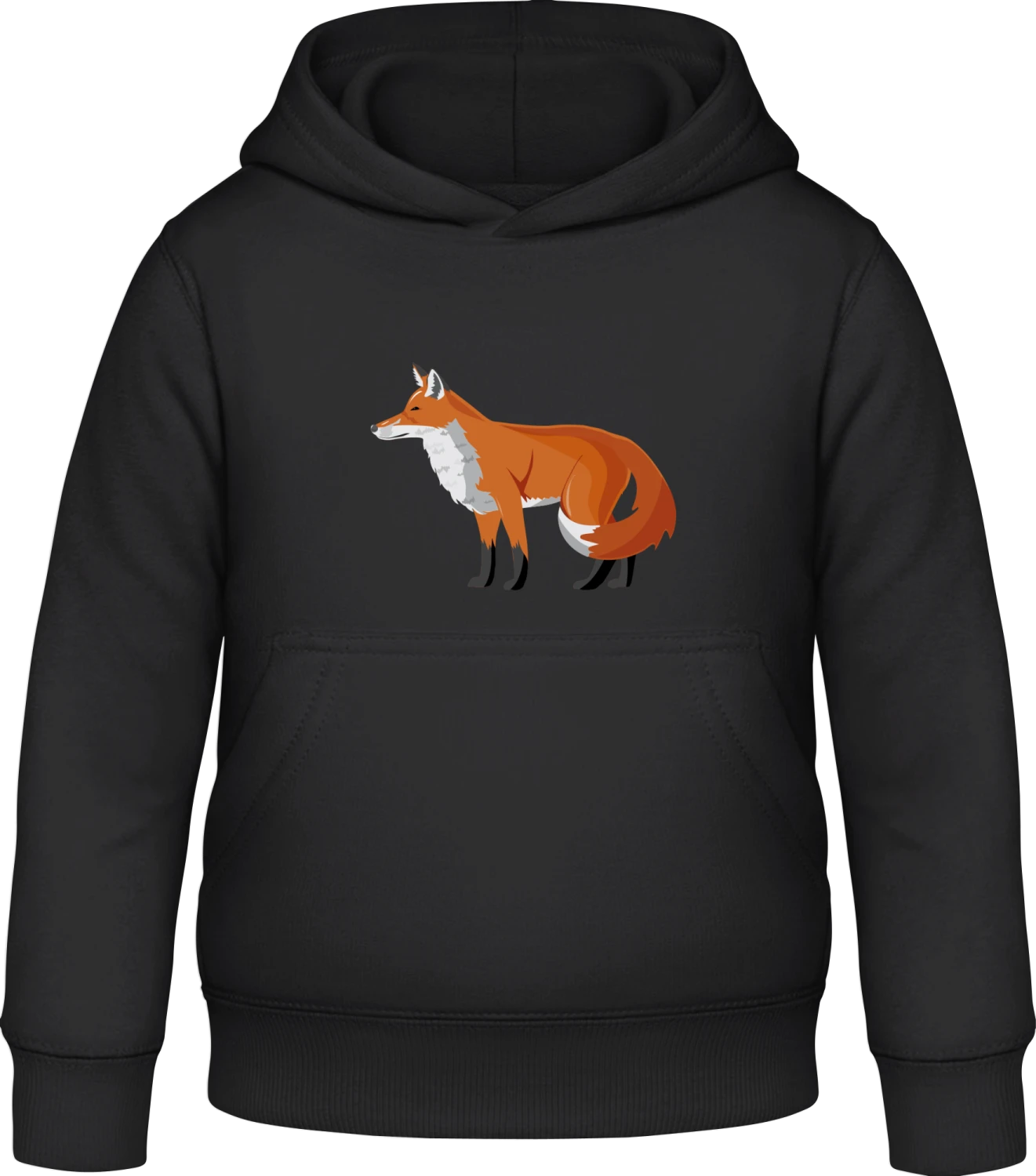 Fox Illustration - Black Awdis Hoodie Kids - Front