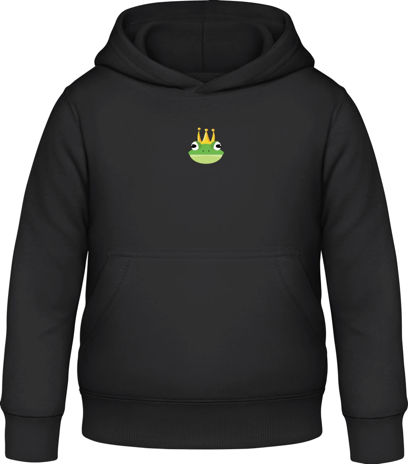 Frog King Head - Black Awdis Hoodie Kids - Front