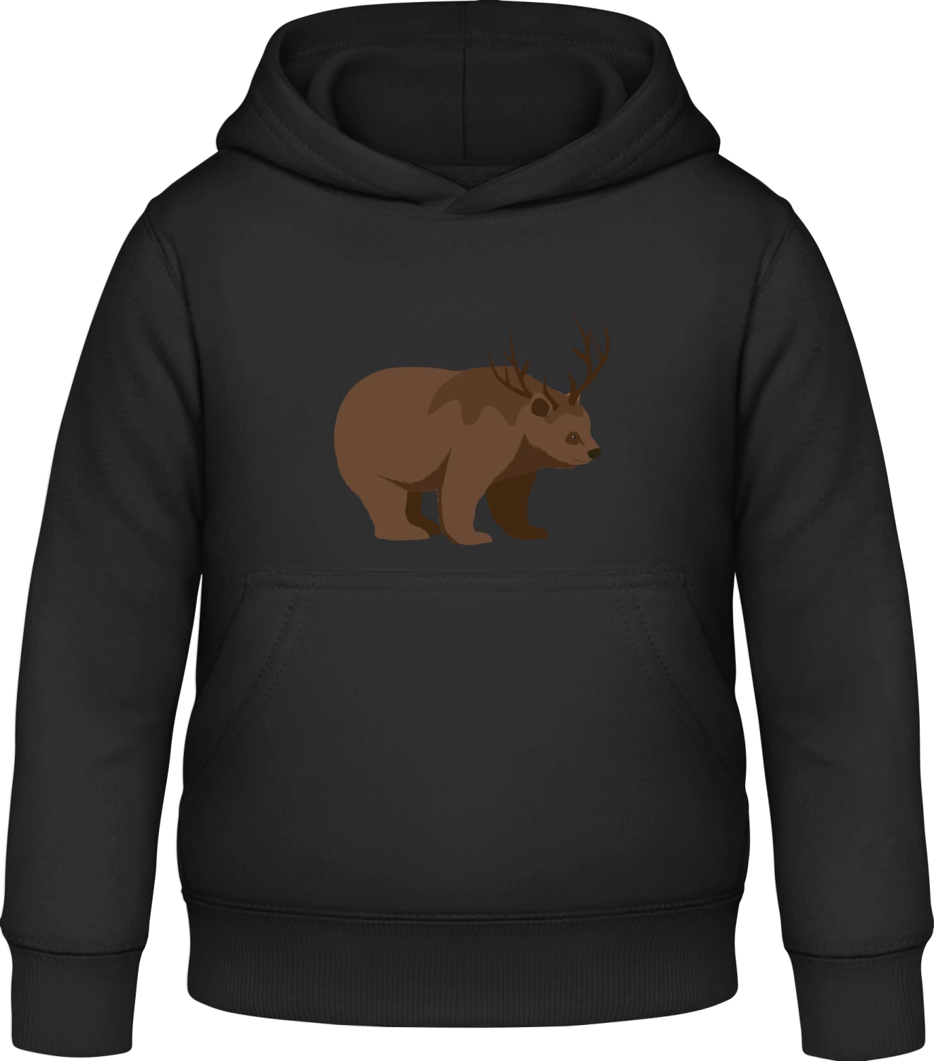 Bear And Deer = Beer - Black Awdis Hoodie Kids - Front