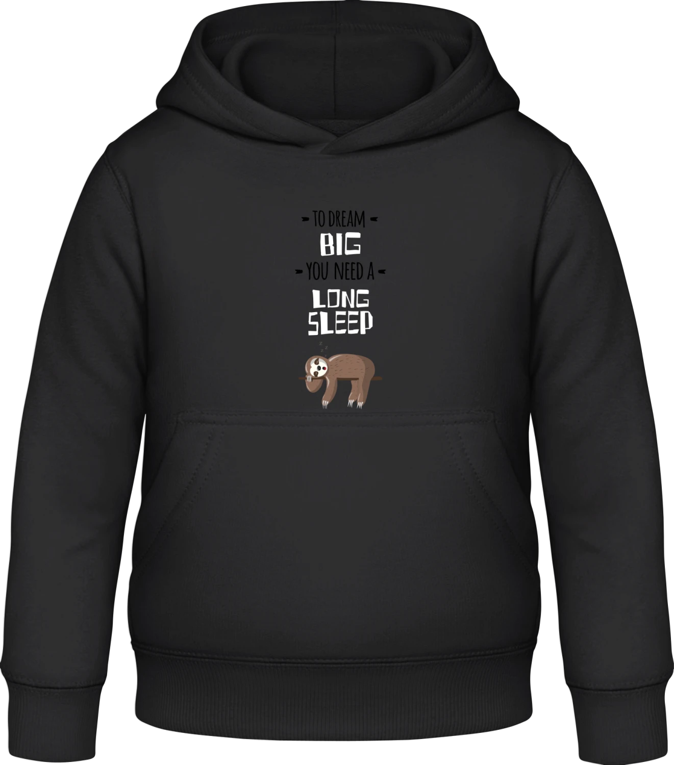 To Dream Big You Need a Long Sleep - Black Awdis Hoodie Kids - Front