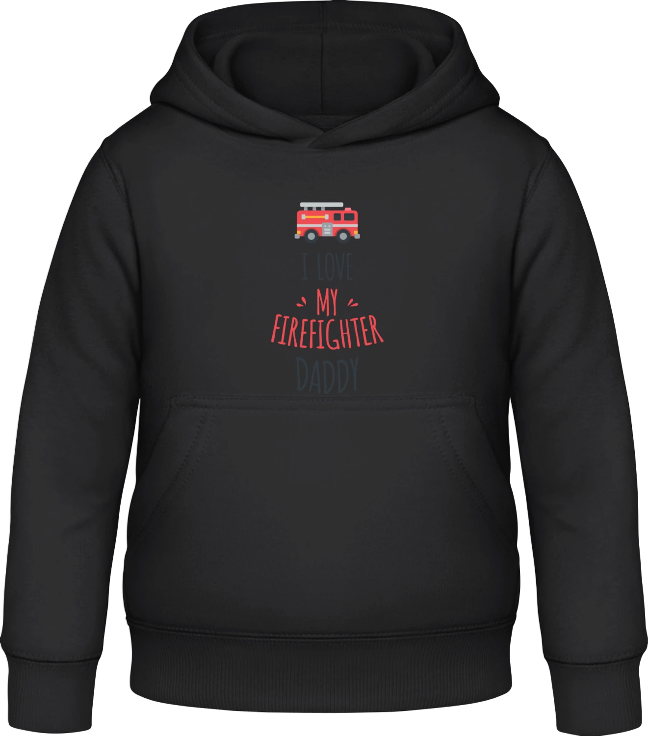 I Love My Firefighter Daddy - Black Awdis Hoodie Kids - Front