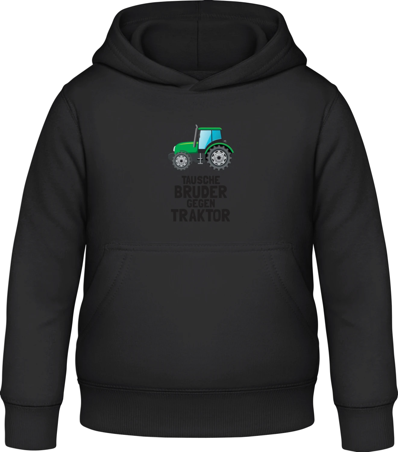 Tausche Bruder gegen Traktor - Black Awdis Hoodie Kids - Front