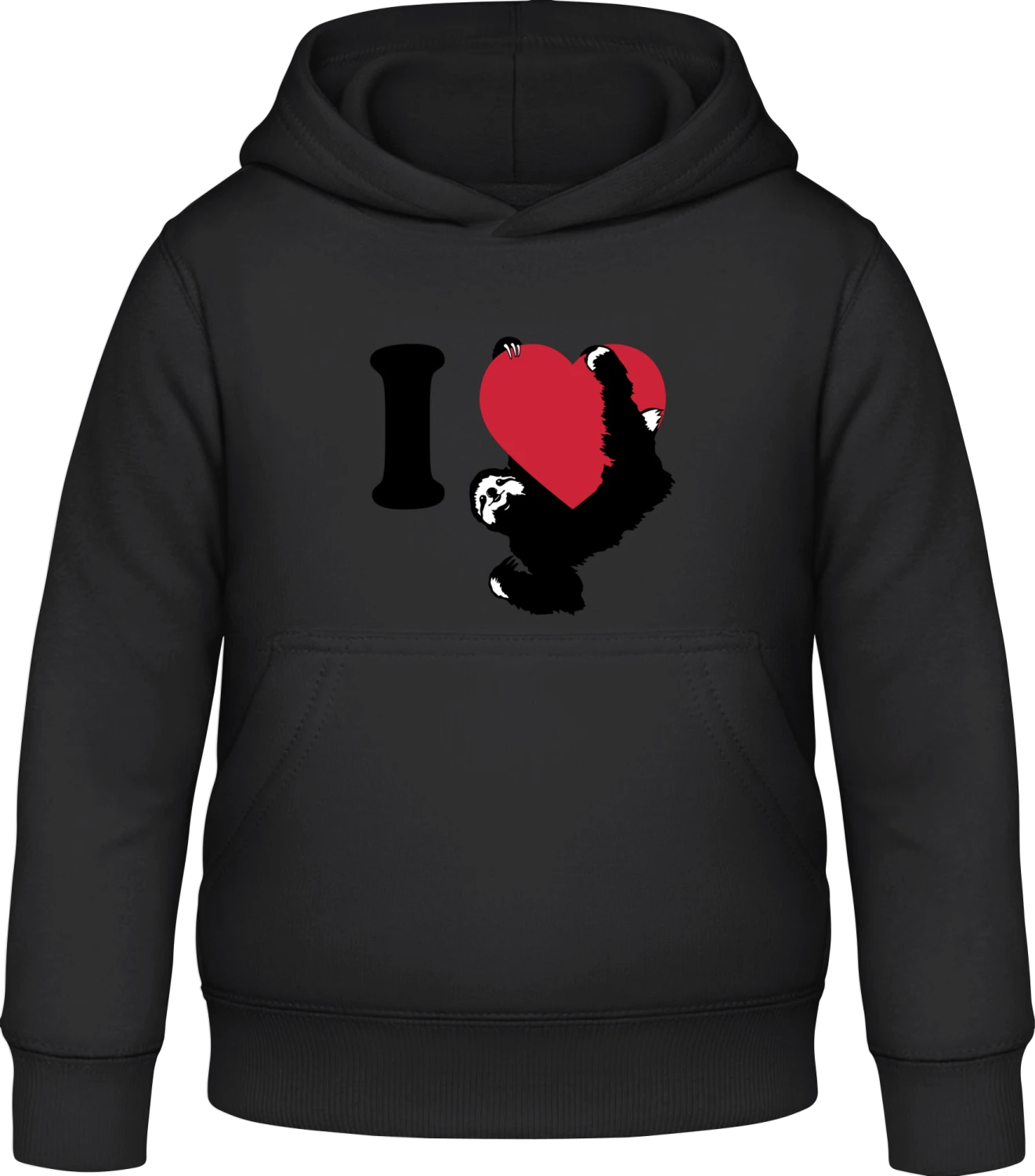 I Love Sloths - Black Awdis Hoodie Kids - Front