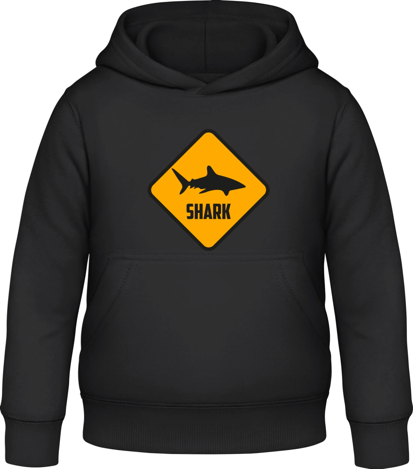 Shark Warning - Black Awdis Hoodie Kids - Front