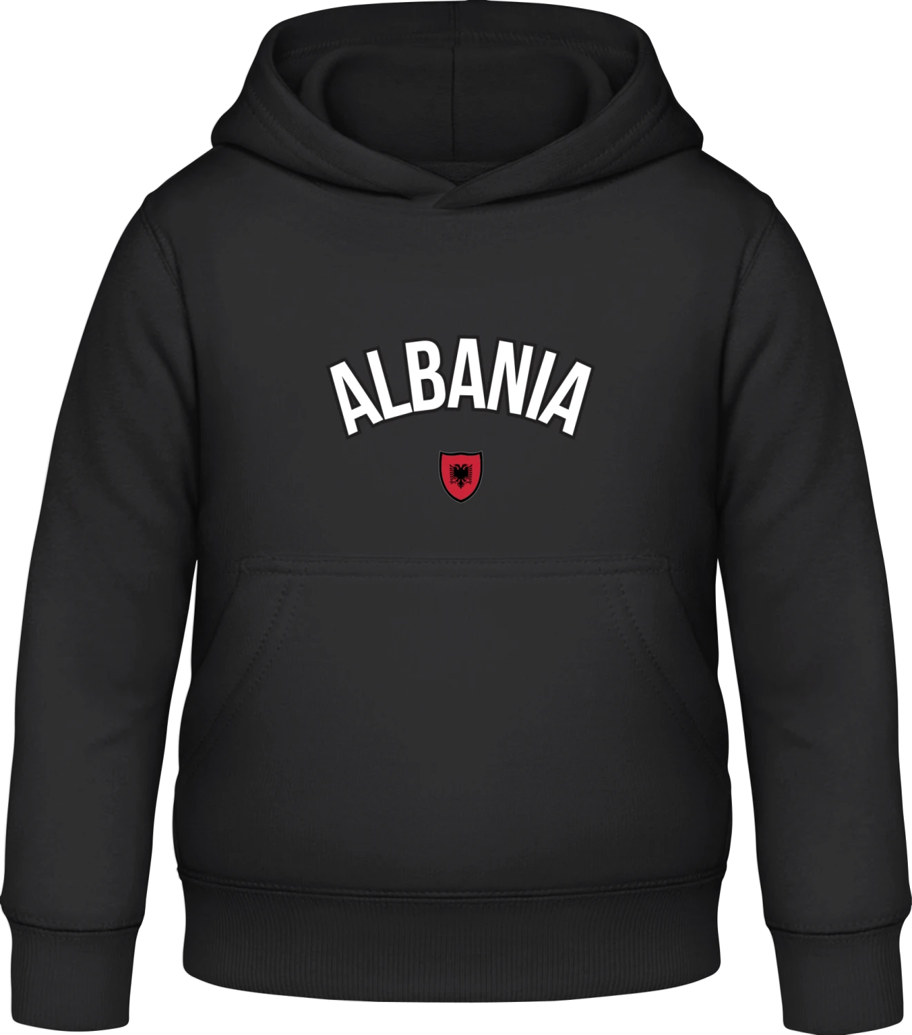 ALBANIA Football Fan - Black Awdis Hoodie Kids - Front