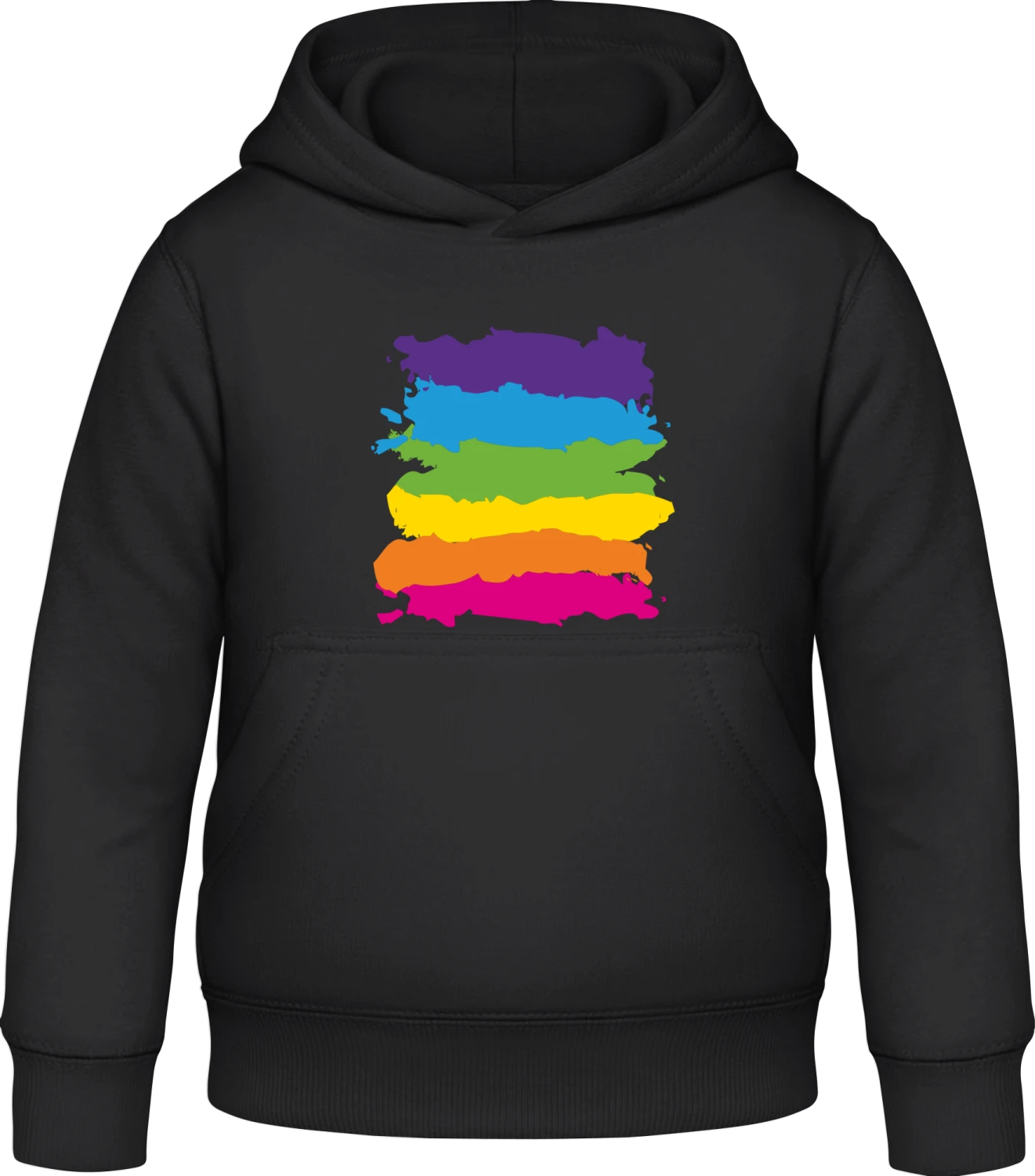 Rainbow Splash - Black Awdis Hoodie Kids - Front