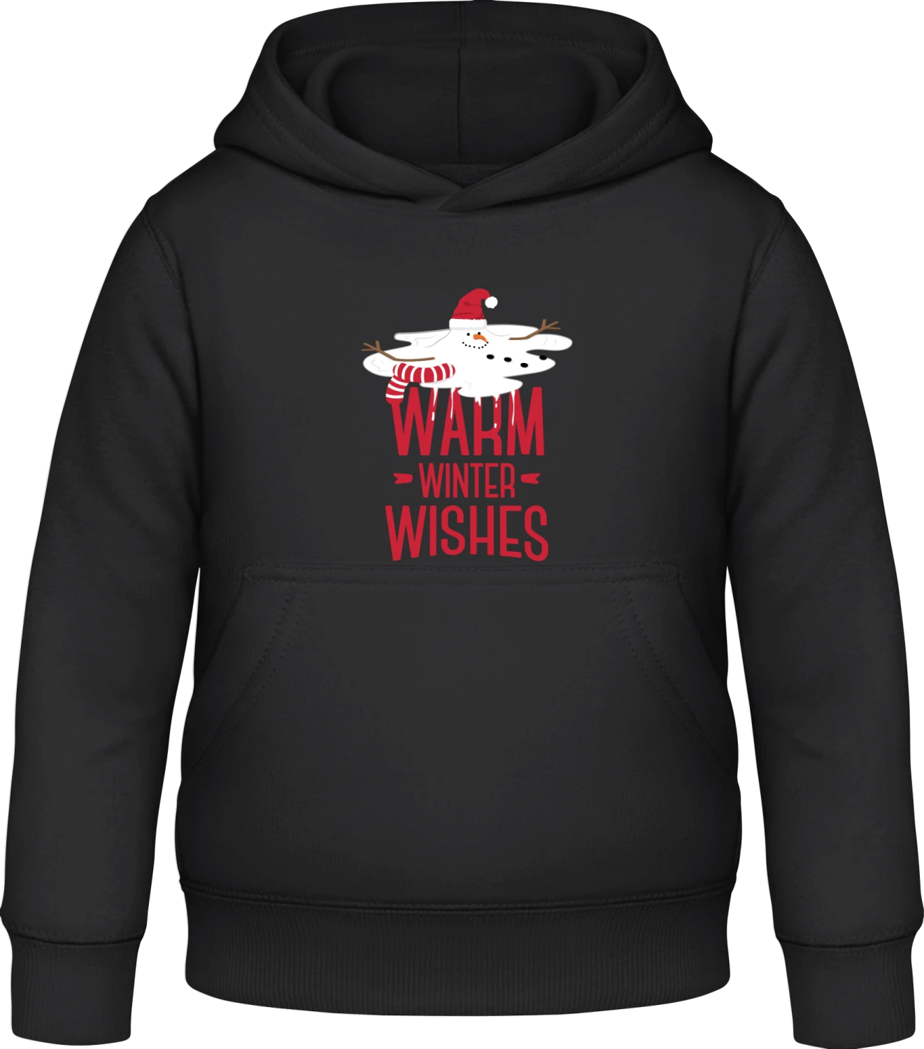 Warm Winter Wishes - Black Awdis Hoodie Kids - Front