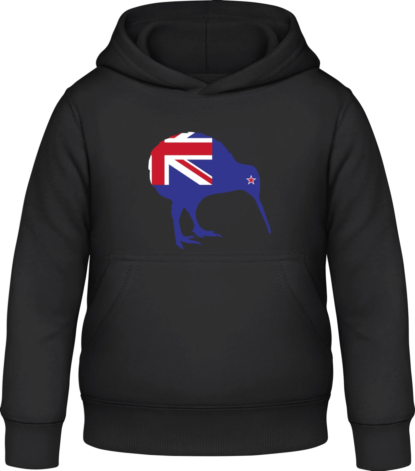 Kiwi New Zealand Flag - Black Awdis Hoodie Kids - Front