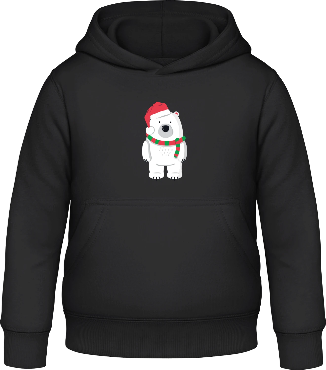 Christmas Polar Bear - Black Awdis Hoodie Kids - Front