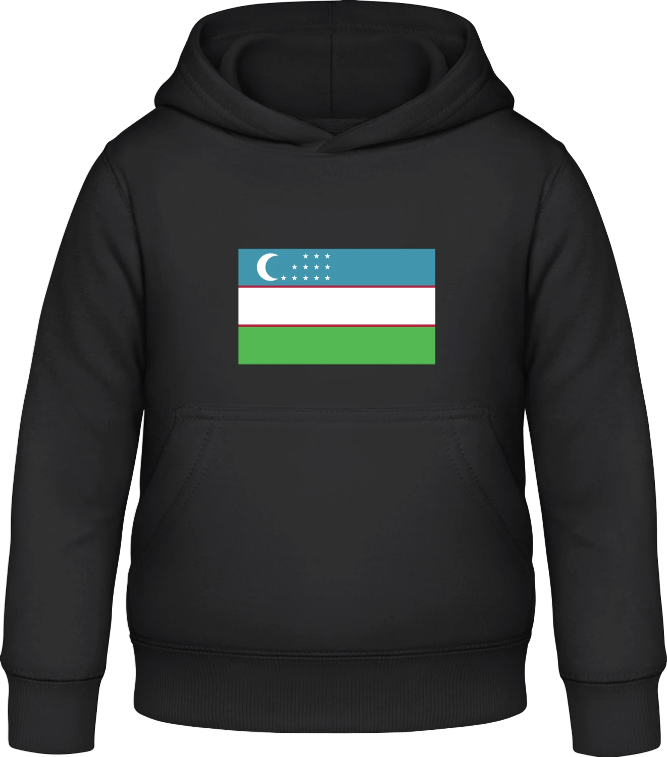 Uzbekistan Flag - Black Awdis Hoodie Kids - Front